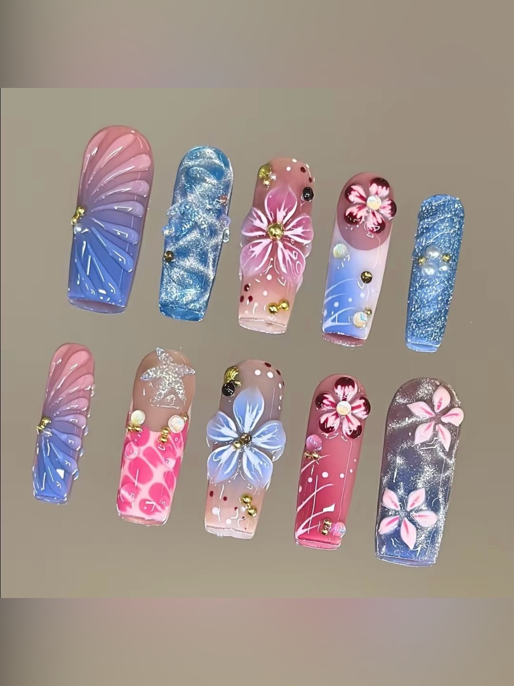NailVesta Square Press-On Nail Set - Seaside Sunday